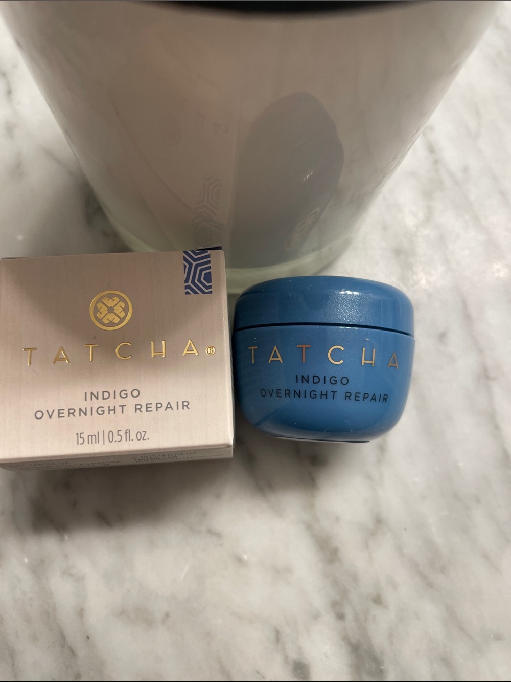 Tatcha Indigo Overnight Repair Cream Box with Gold Logo and Blue Accent - Picture 2 of 4